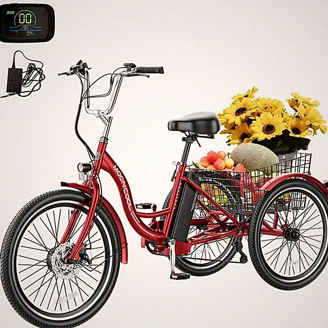EOYOBIKE 24" 26" Electric Tricycle Shimano Rear Derailleur Removable Battery350W