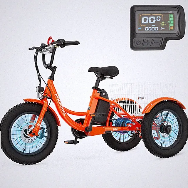 MOONCOOL 16" Electric Tricycle for Kids 250W 24V 10.4Ah Electric Trike Basket
