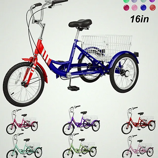 MOONCOOL 16 in Tricycle Trike for Beginner Riders 3-Wheeled Bicycles with Basket