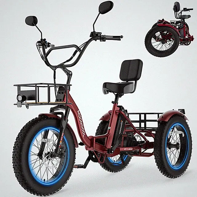 MOONCOOL 20" Fat Tire Electric Tricycle Adults 500W 3 Wheel Bike Trike w/ Basket
