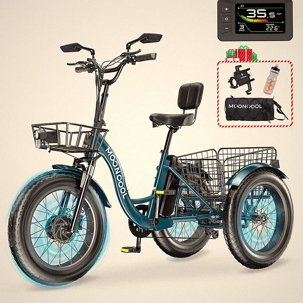 MOONCOOL 20"x4" Fat Tire Electric Bicycle Bike 1100W Ebike w 48V 14.5Ah Battery