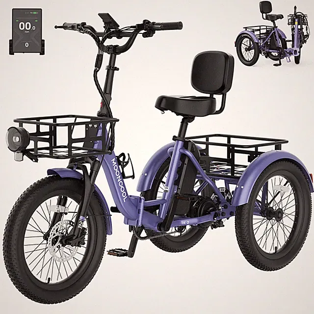 MOONCOOL 20in folding electric tricycle 48V 500(peak 1000W)with reverse function