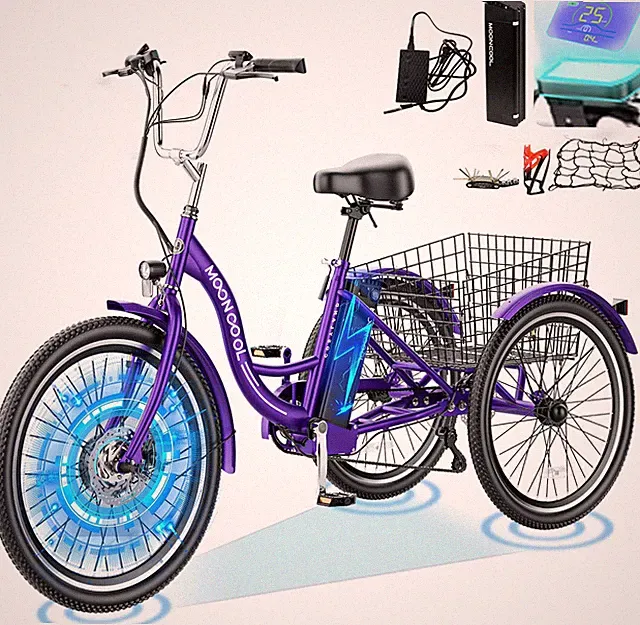 MOONCOOL 26" Electric Bike for Adults 350W Peak Ebike with 36V 10.4Ah Battery