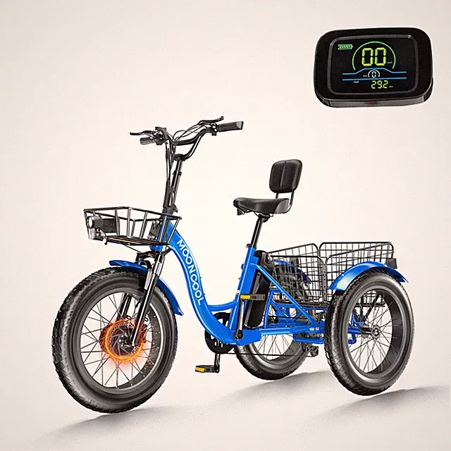 MOONCOOL 4.0" Fat Tire Electric Trike, 20" Tricycle & 48V 14.5Ah Lithium Battery