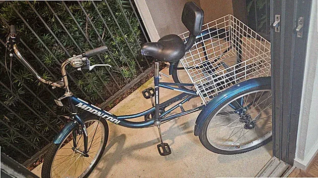 Mooncool Adult Tricycle - 7-Speed 3-Wheel Bike with Large Basket - Navy Blue
