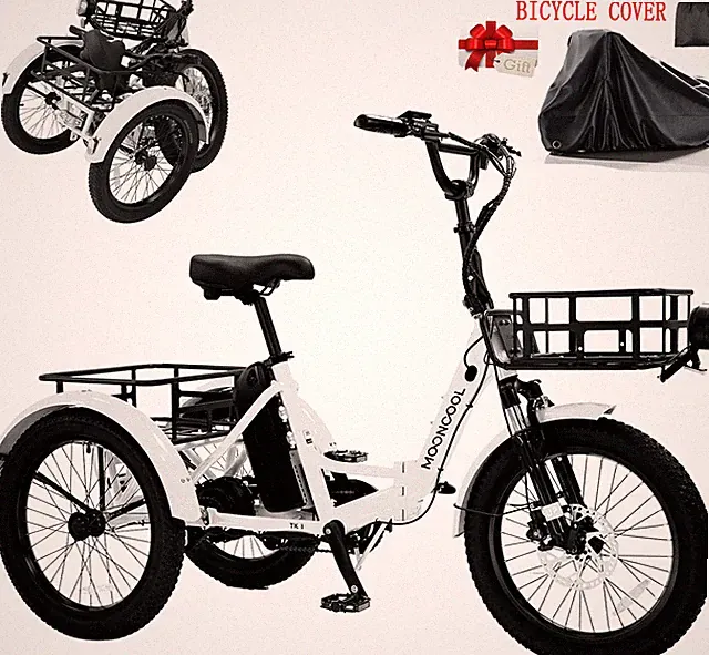 MOONCOOL Aluminum Electric Tricycle Adult Peak 1000W Motorized Electric Bike