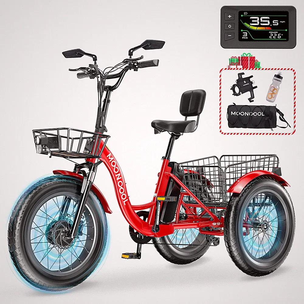 MOONCOOL Electric Bike for Adults 1100W Motor Peak Ebike 20" Tricycle & Battery