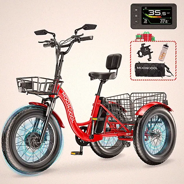 MOONCOOL Electric Fat Trike 1100W Peak Motor 48V Lithium Rechargeable Battery