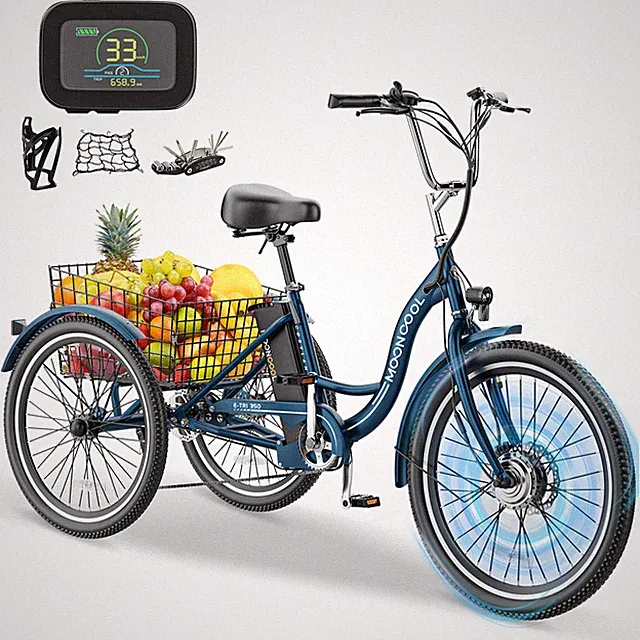 MOONCOOL Electric Tricycle Electric Electric Trike with 350w Motor BatteryBasket