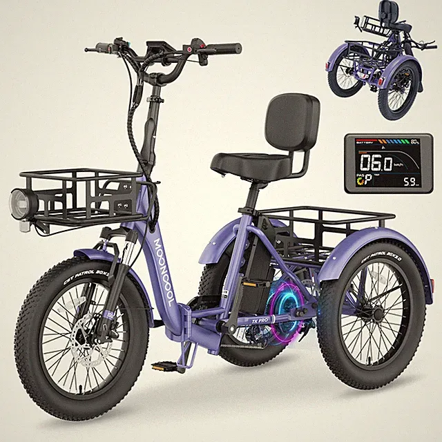 MOONCOOL Electric Tricycle for Adult 48V 750W(Peak 1600W) Folding Electric Trike