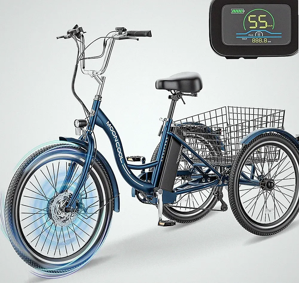 MOONCOOL Electric Tricycle for Adults, 350W 36V 7 Speeds Electric Trike Bicycle