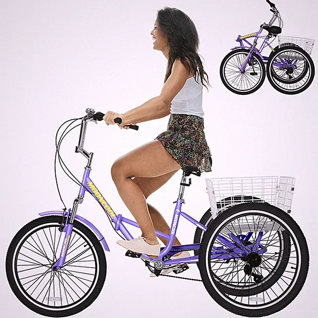 MOONCOOL Foldable Adult Tricycle 20inch 7 Speed 3-Wheels Folding Trike Bike