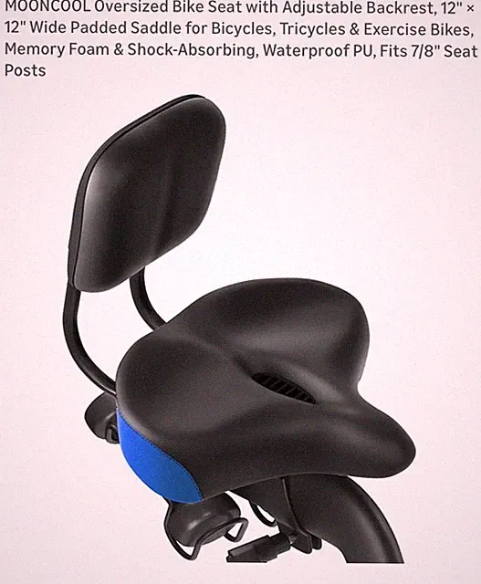 Oversized Bike Seat with Adjustable Backrest, 13", 11.8" Wide Pad Mooncool